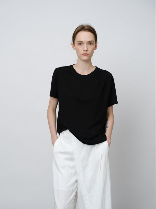 Tencel - Acetate Blend Pleated Tee - UNIQUE ATTRACTION