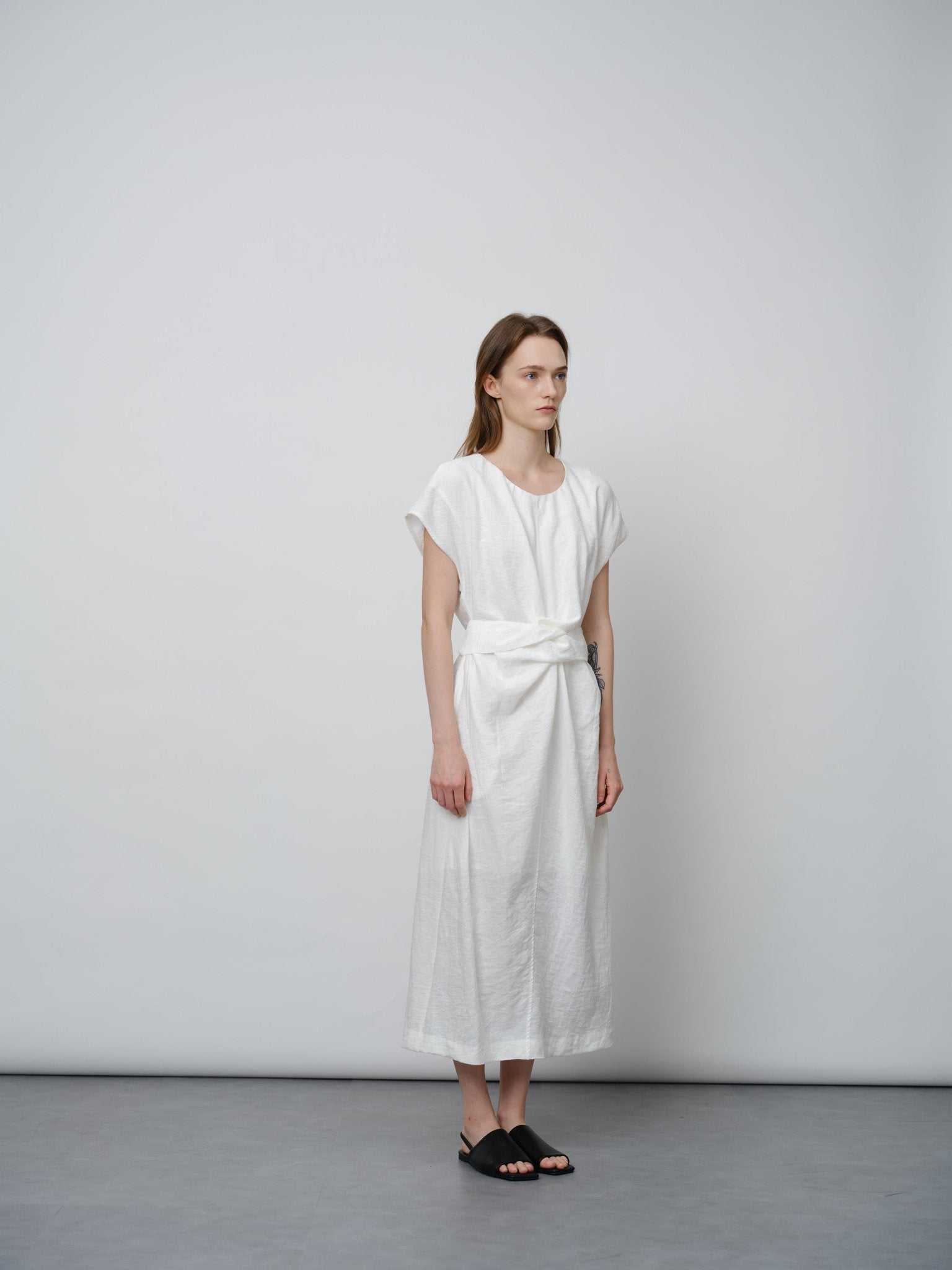 Viscose - Linen Blend Boucle Dress - UNIQUE ATTRACTION