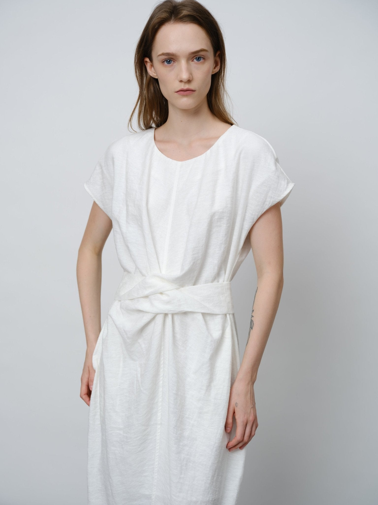 Viscose - Linen Blend Boucle Dress - UNIQUE ATTRACTION