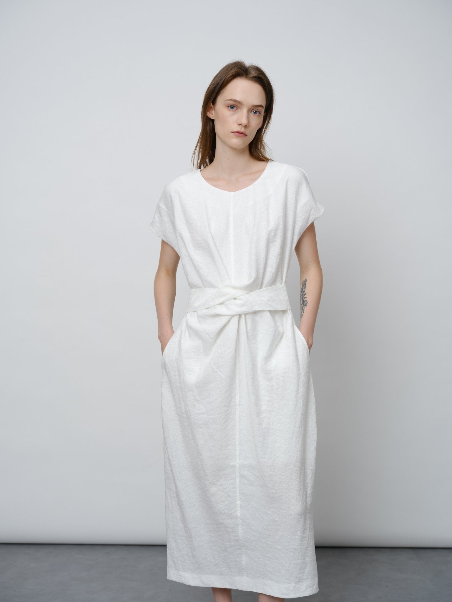 Viscose - Linen Blend Boucle Dress - UNIQUE ATTRACTION