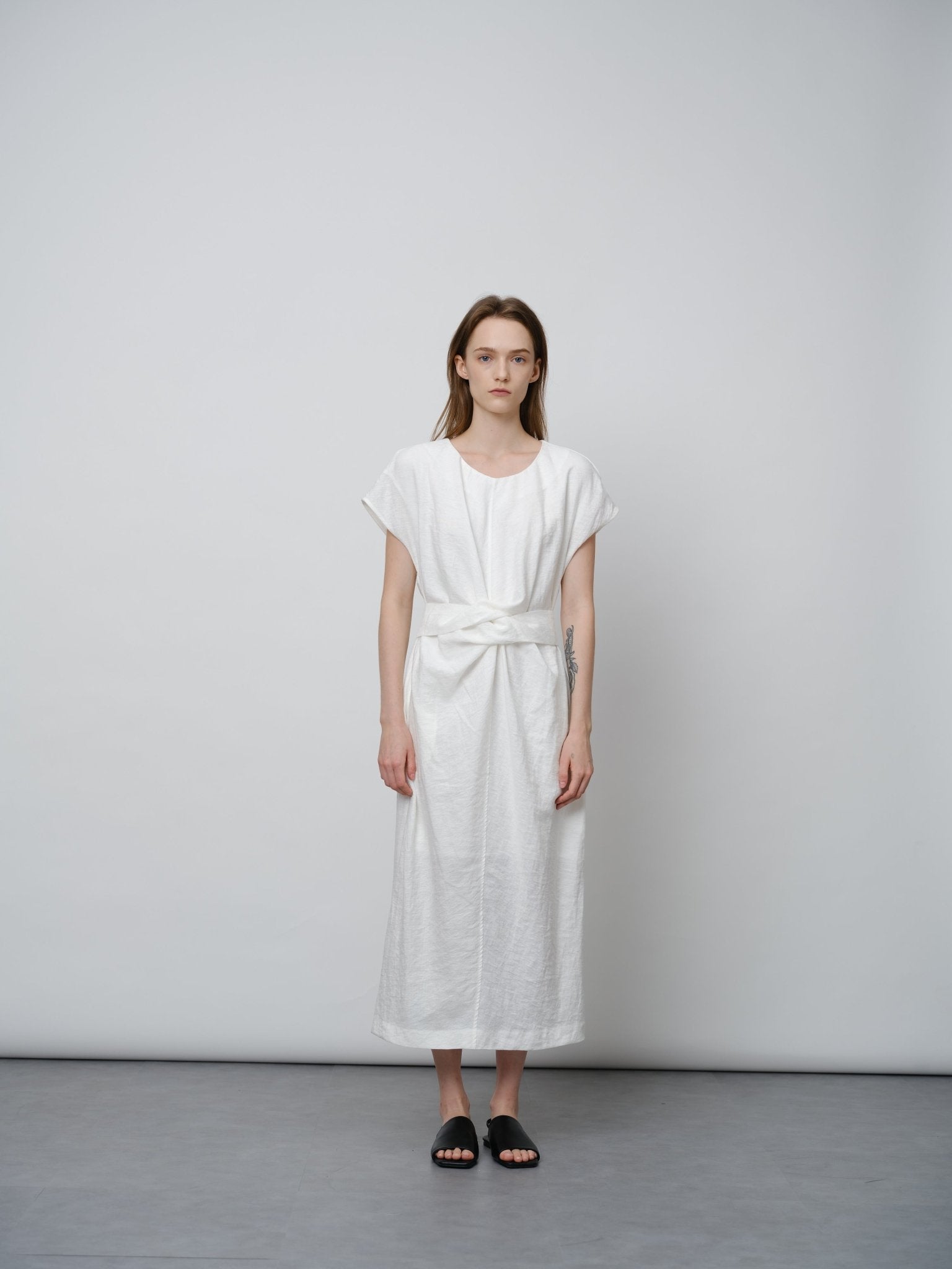 Viscose - Linen Blend Boucle Dress - UNIQUE ATTRACTION