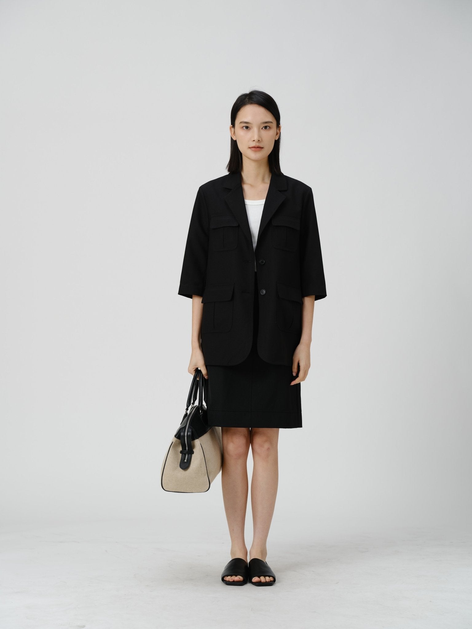 Wool - Blend Utility Blazer - UNIQUE ATTRACTION
